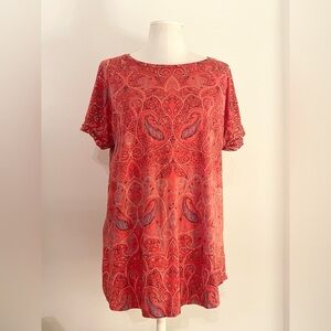 Lucky Brand Women’s Red Paisley Tunic Top | Size 1X/16